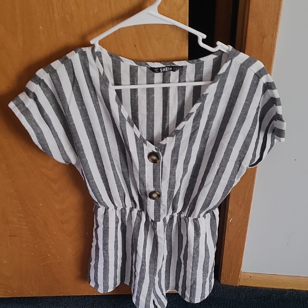 SHEIN Black and White Striped Women's Top